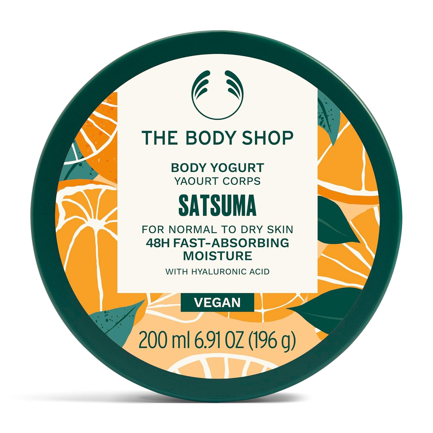 The Body Shop Satsuma Body Yogurt | 48hr Hydrating Moisturizer for Dry Skin with Hyaluronic Acid | Zesty Scent, Lightweight, Vegan, 200 ml / 6.91 oz