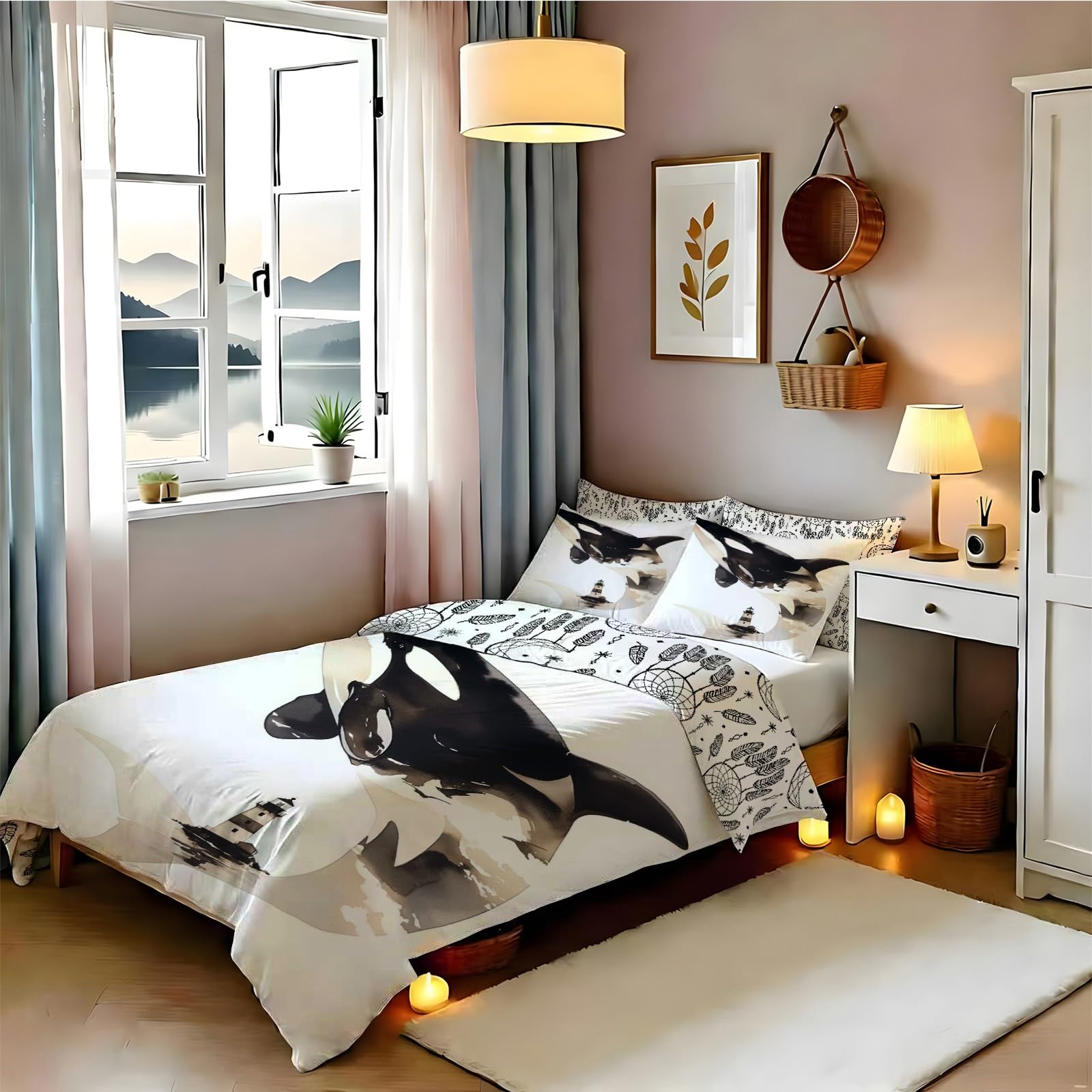 Housse de couette baleine 200x200 cm finie la couette qui glisse