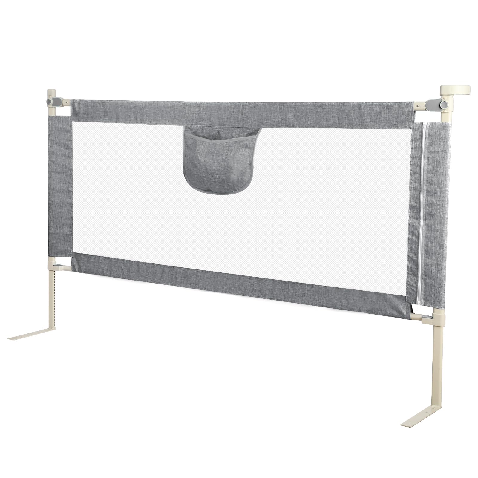 HUOLE Barrière de lit, Portable Bed Rail, avec Barriere Rabattable Antichute, Réglable en Hauteur 70-99 cm,Barrière Securite de lit Enfant,Sûr, Facile à Monter Gris, Stable et Durable-1,8 m - Gris