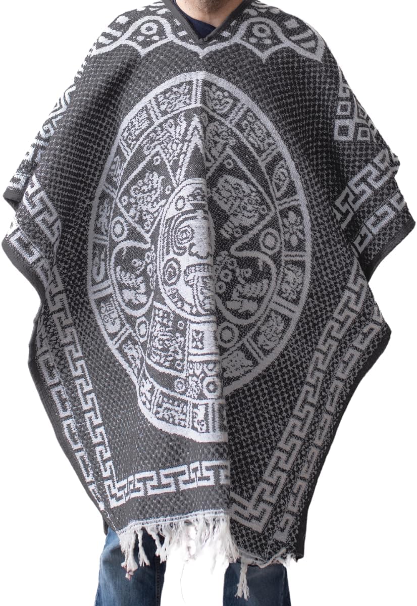 Gamboa Reversible Mexican Ponchos for Men and Women Sarape Pancho Men Sarapes Mexicanos Costume Outfit