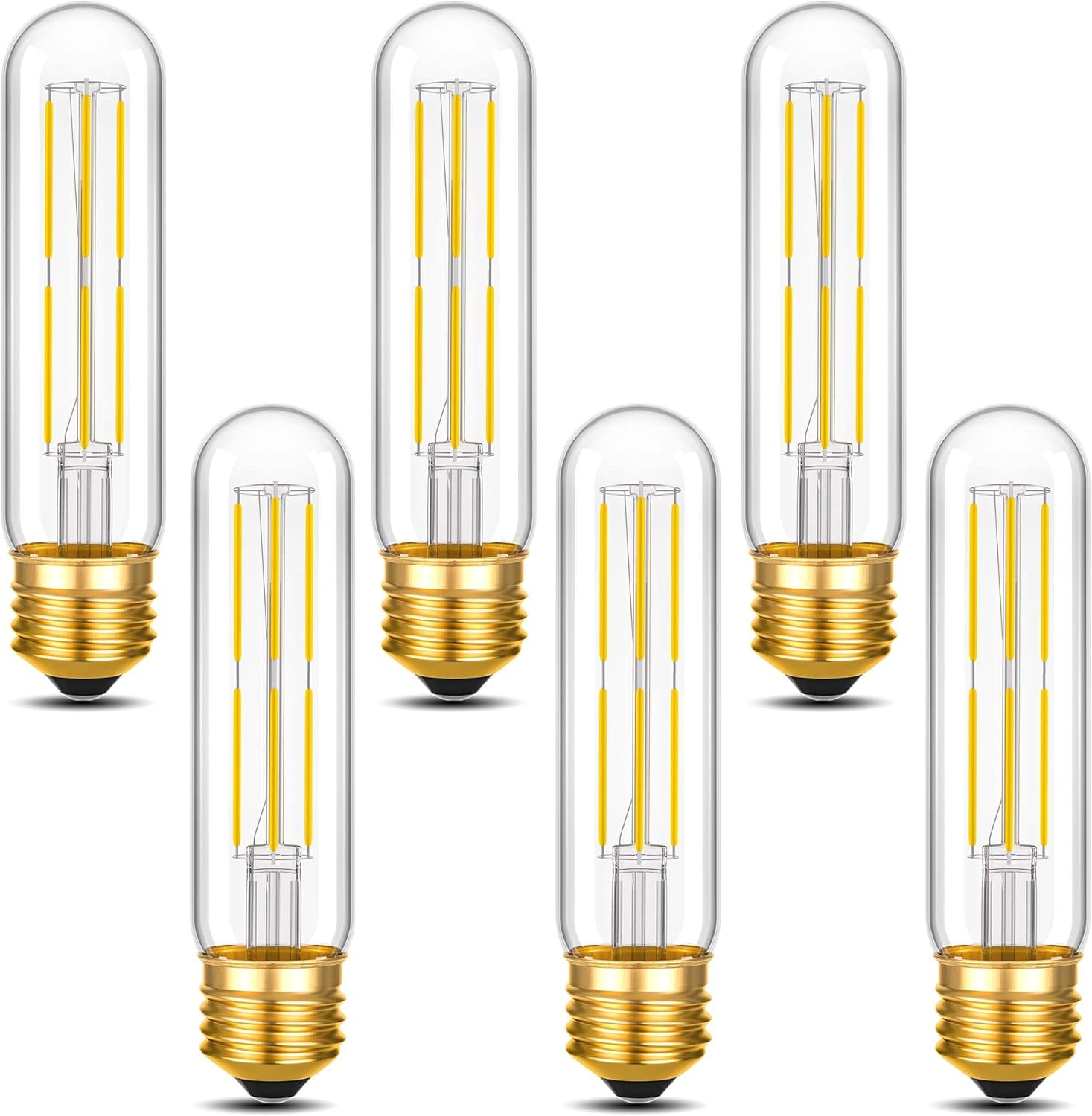 ToBeGreat T30 Light Bulbs 4 Watt Equivalent 40W Bulb E26 Tubular Bulbs T10 LED Bulb Daylight White 4000K,Desk Lamp,Bedbroom Bathroom Dimmable,Chandelier (Clear-Daylight, 5 in (6pack))