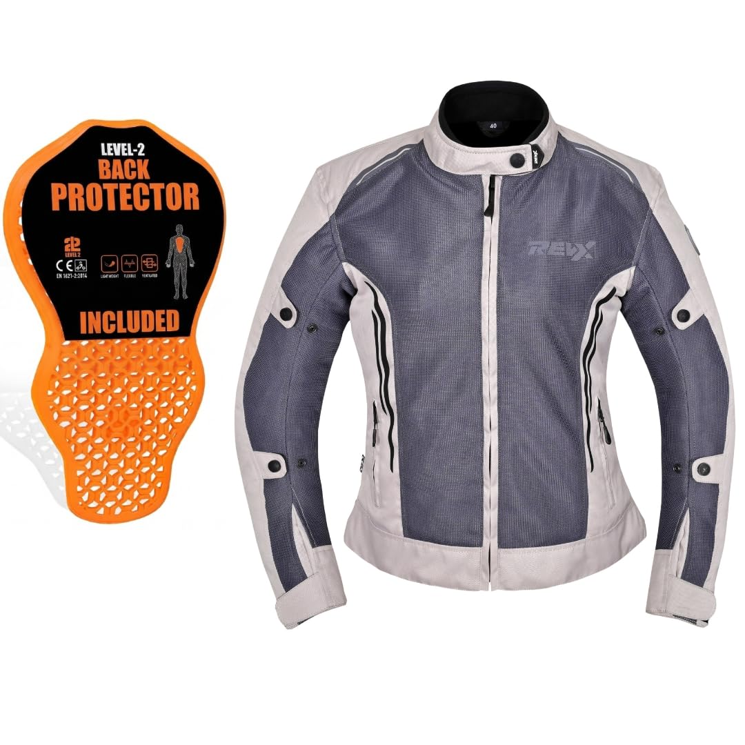 REVX Giacca estiva da moto da donna con protezioni CE, ultra ventilata, giacca estiva leggera con protezione per la schiena