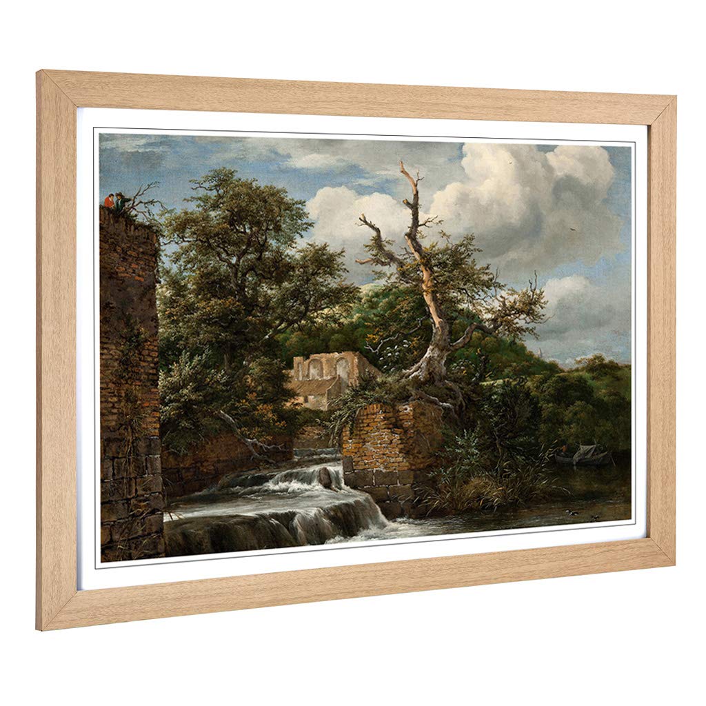 Big Box Art Framed Print of Jacob Ruisdael Landscape with a Mill and Ruins Design | Wall Art Picture| Home Decor for Kitchen, Living Room, Bedroom, Hallway, Oak, A2 / 24.5x18 Inch / 62x45cm