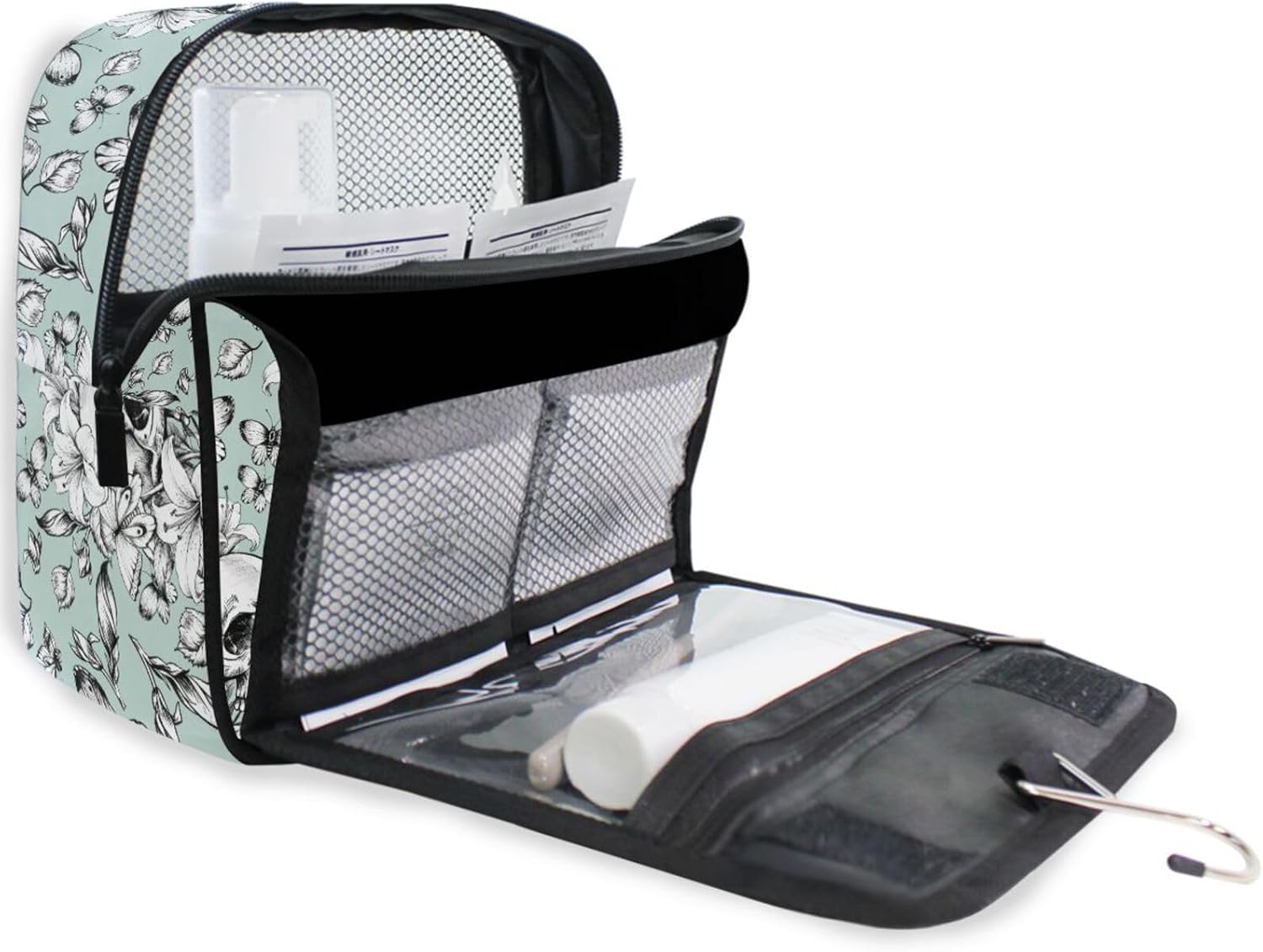 MNSRUU Hanging Toiletry Bag Vintage Goth Skull Makeup Travel bag for Toiletries Portable Toiletry Organizer Bags Clear Toiletry Cosmetic Kit