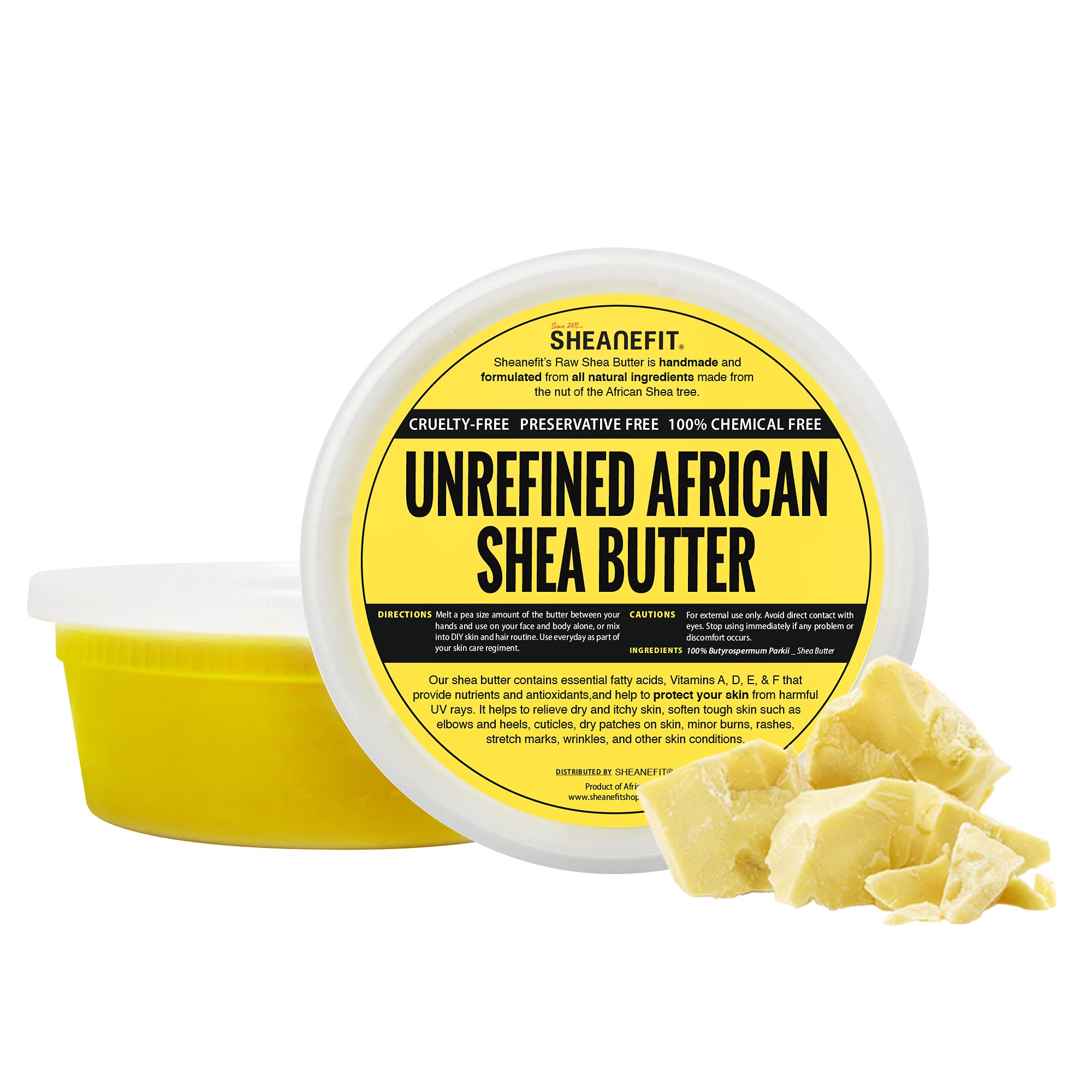 Sheanefit Raw Unrefined African Shea Butter - 8oz, 14oz, 28oz Containers (Yellow - 8 oz)