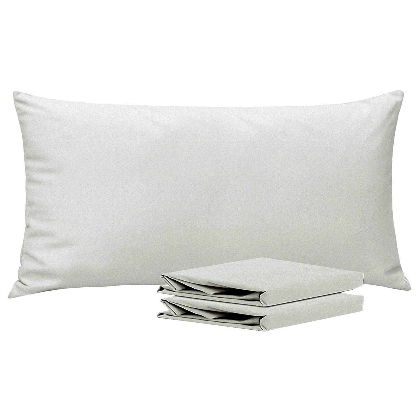 NTBAY King Pillowcase Set - 2 Pack Brushed Microfiber 20x40 Pillowcases - Soft, Wrinkle-Free, Fade-Resistant, Stain-Resistant, Light Grey Pillowcases with Envelope Closure - 20x40 Inches, Light Grey