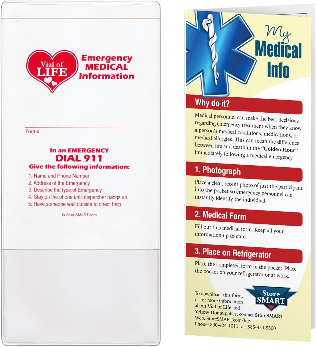 StoreSMART Vial of Life Emergency Medical Info Pocket Health