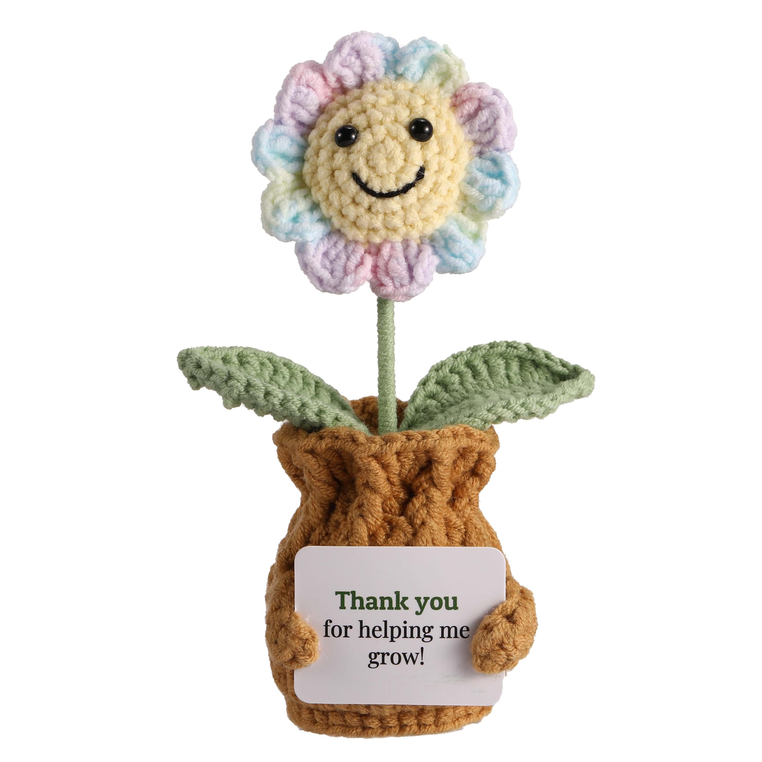 Teacher Appreciation Gifts Thank You for Helping Me Grow! Handmade Positive Sunflower Crochet Gifts for Women Thank You End of Year Graduation Teacher Gifts from Student
