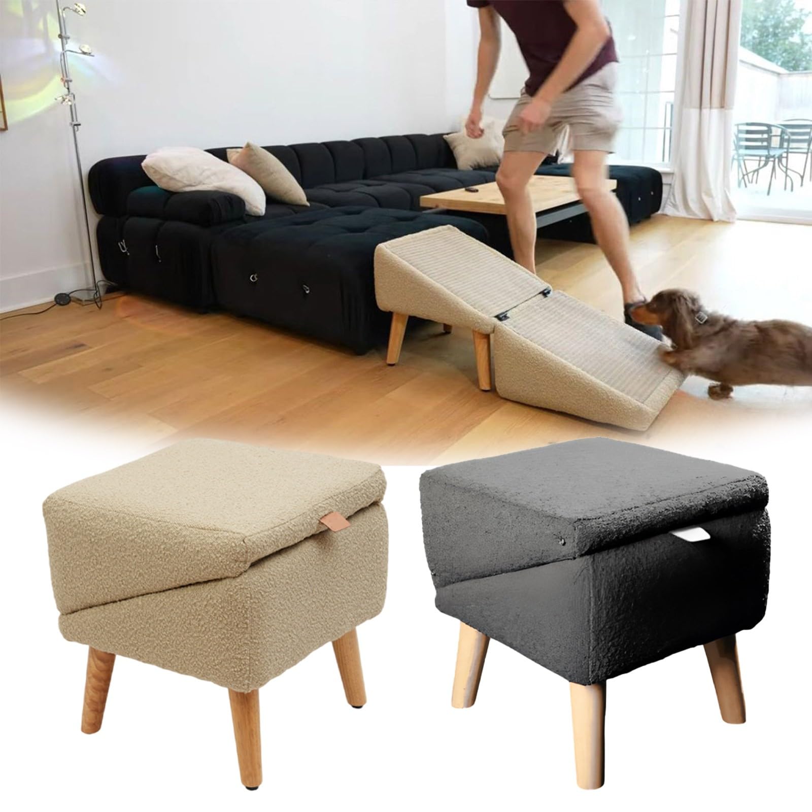 Rampa ottomana multifunzionale per animali domestici, con struttura e design ergonomico (A, 45 x 43 x 21 cm)