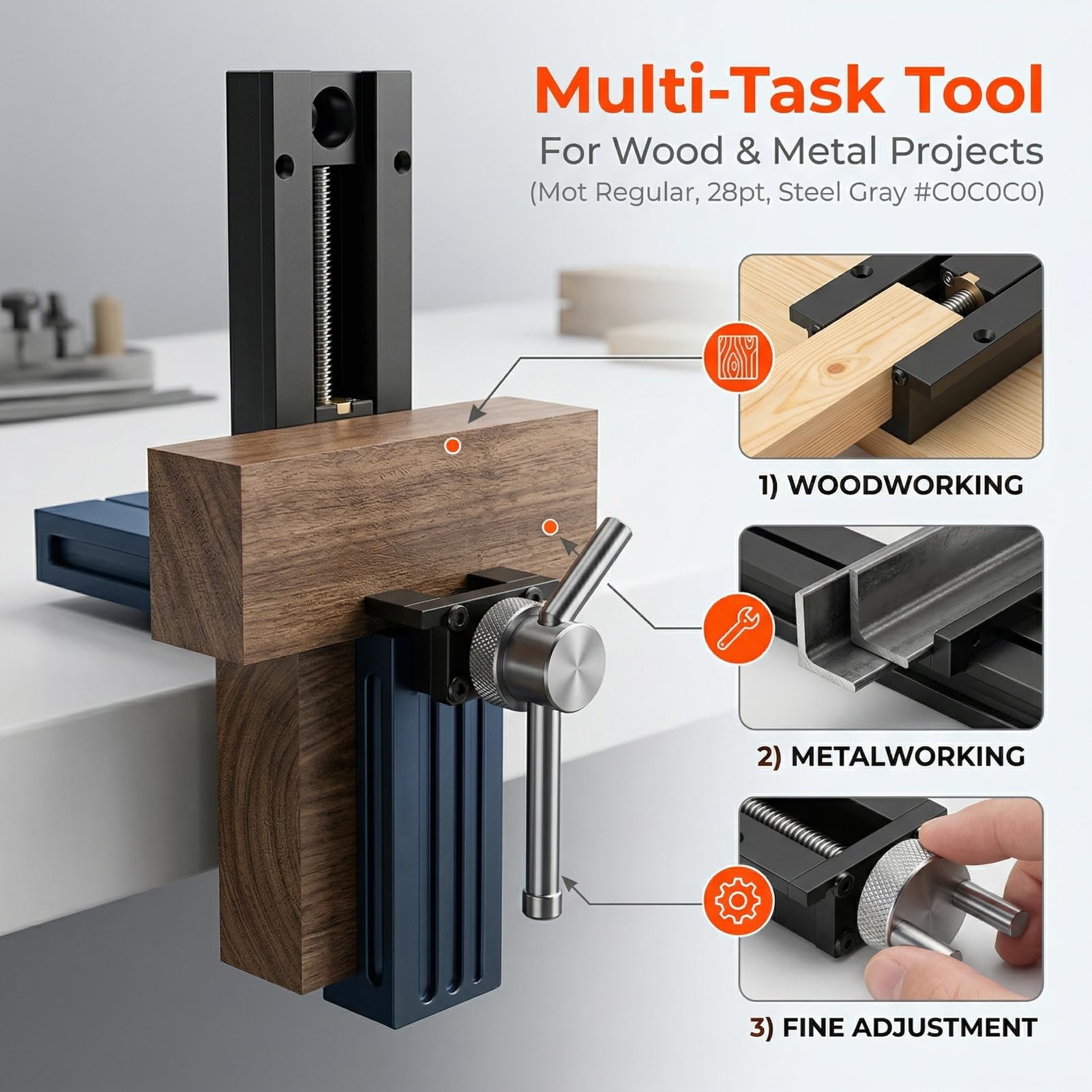 Morsa a Coda per Banco da Lavoro, Morsa per Pressa per la Lavorazione del Legno, Morsetto da Banco in Metallo con Gamma Applicabile 0-110 Mm, Ideale per Falegnameria, Progetti Fai da Te e