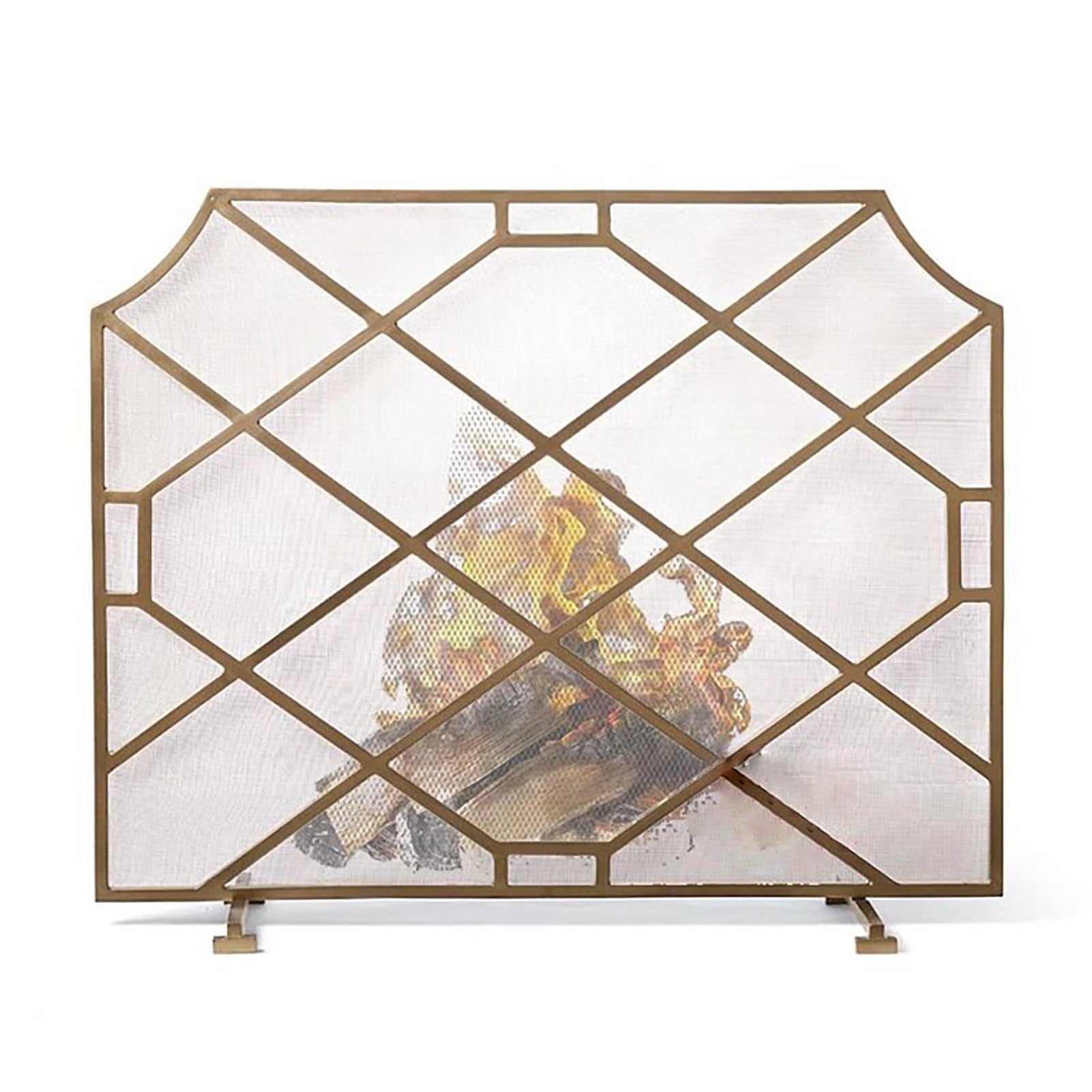 Salvachispas Chimenea Protector de Estufa de Leña con Pantalla Dorada para Chimenea, Cubierta de Malla Decorativa para Protección Contra Incendios de Hornos de Un Solo Panel, Puerta Protectora((WxH)99