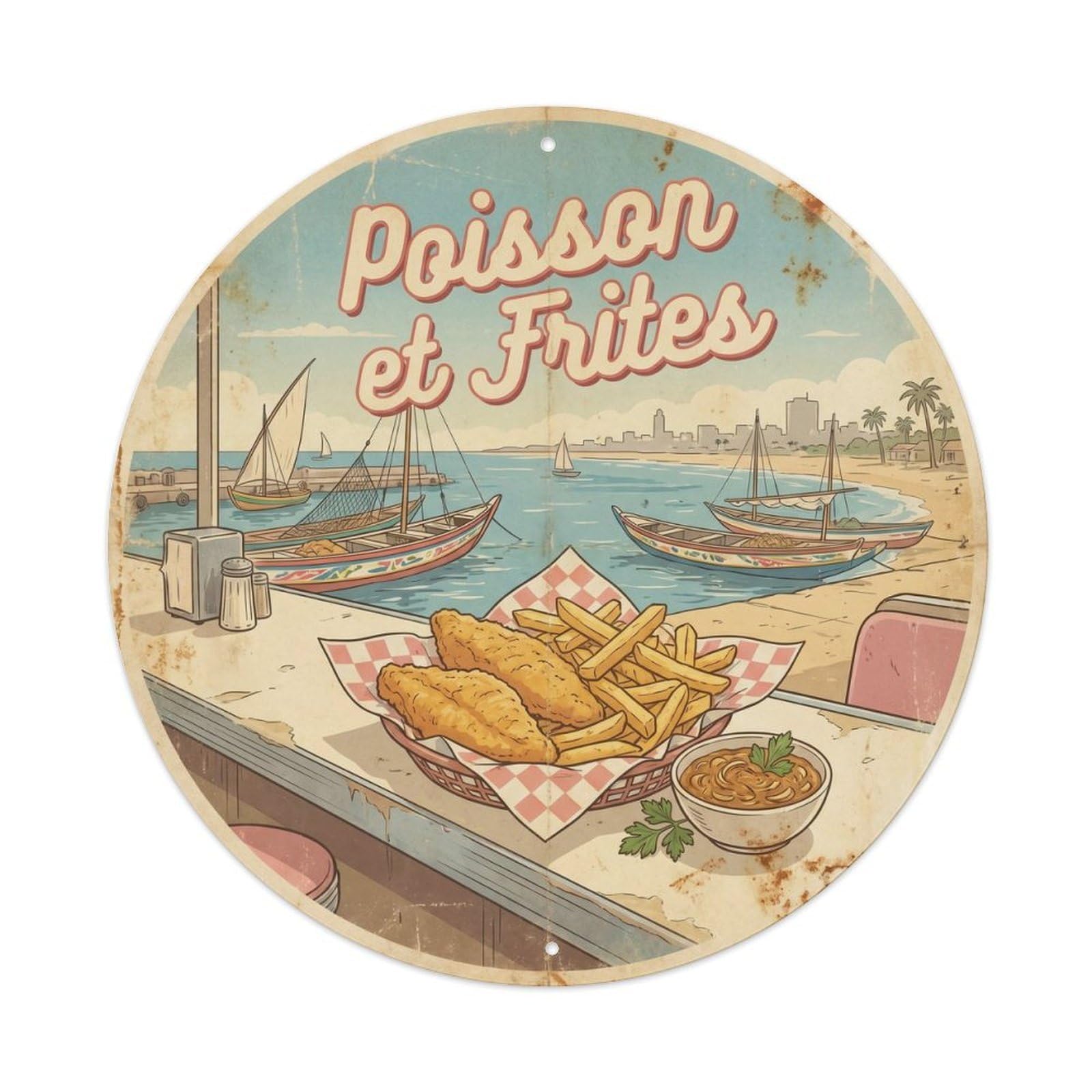 Senegal Fish Chips Takeaway Vintage Culture Metal Tin Sign