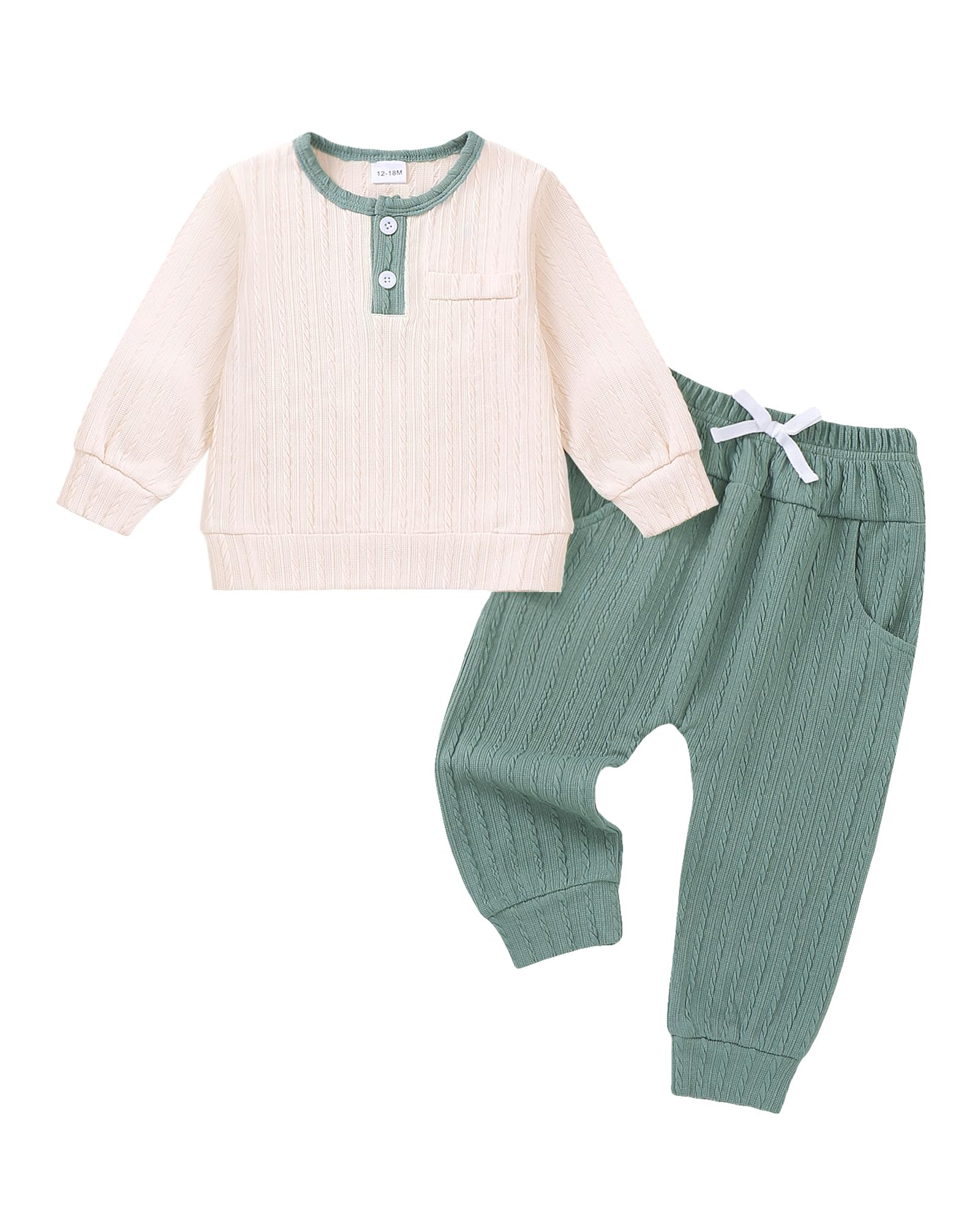 Renotemy Toddler Baby Boy Clothes Fall Winter Sweatshirt Pants Outfit 6M-4T