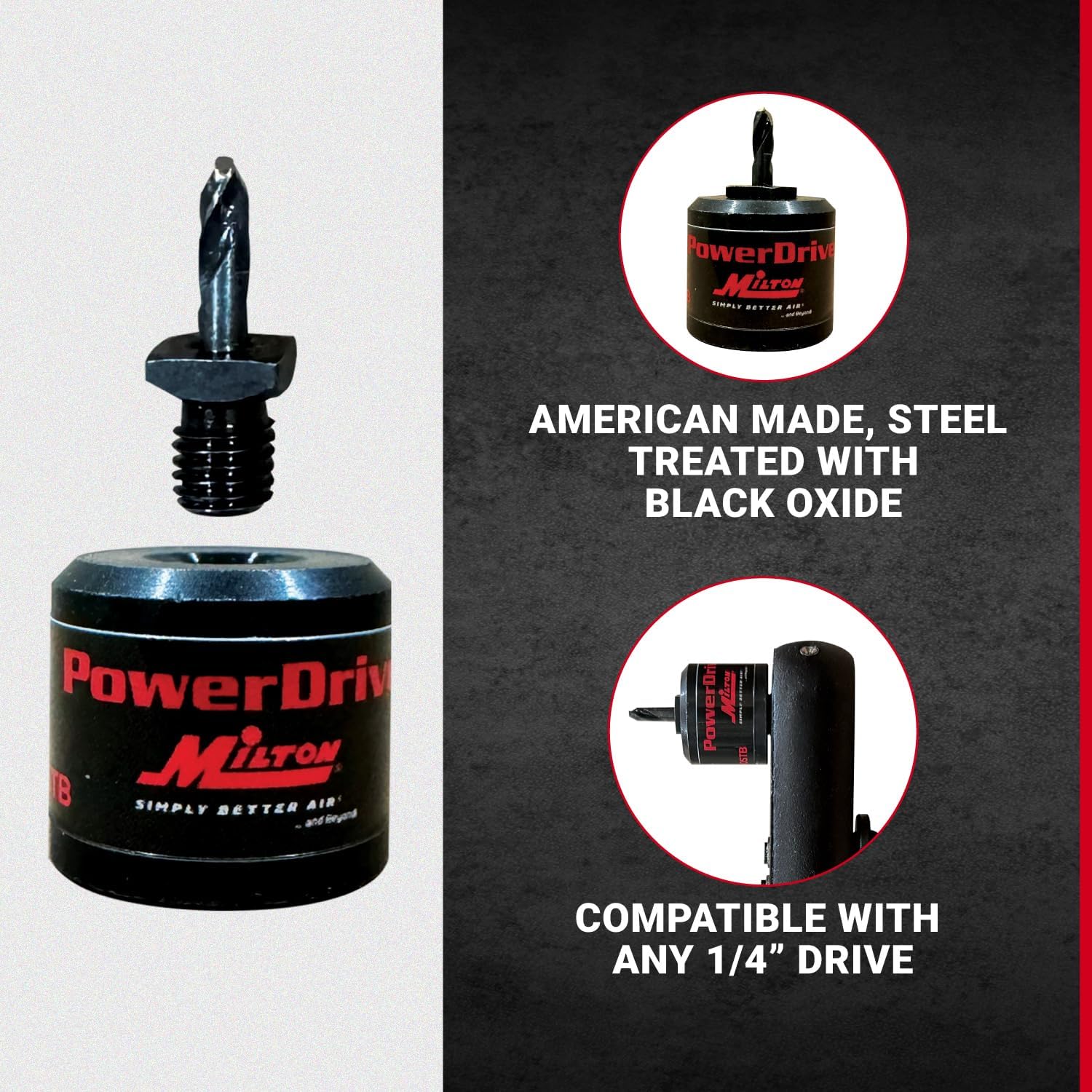 Milton PowerDrive - Turn your 1/4-in Drive Air or Cordless Ratchet into a powerful Drill/Driver - Made in USA