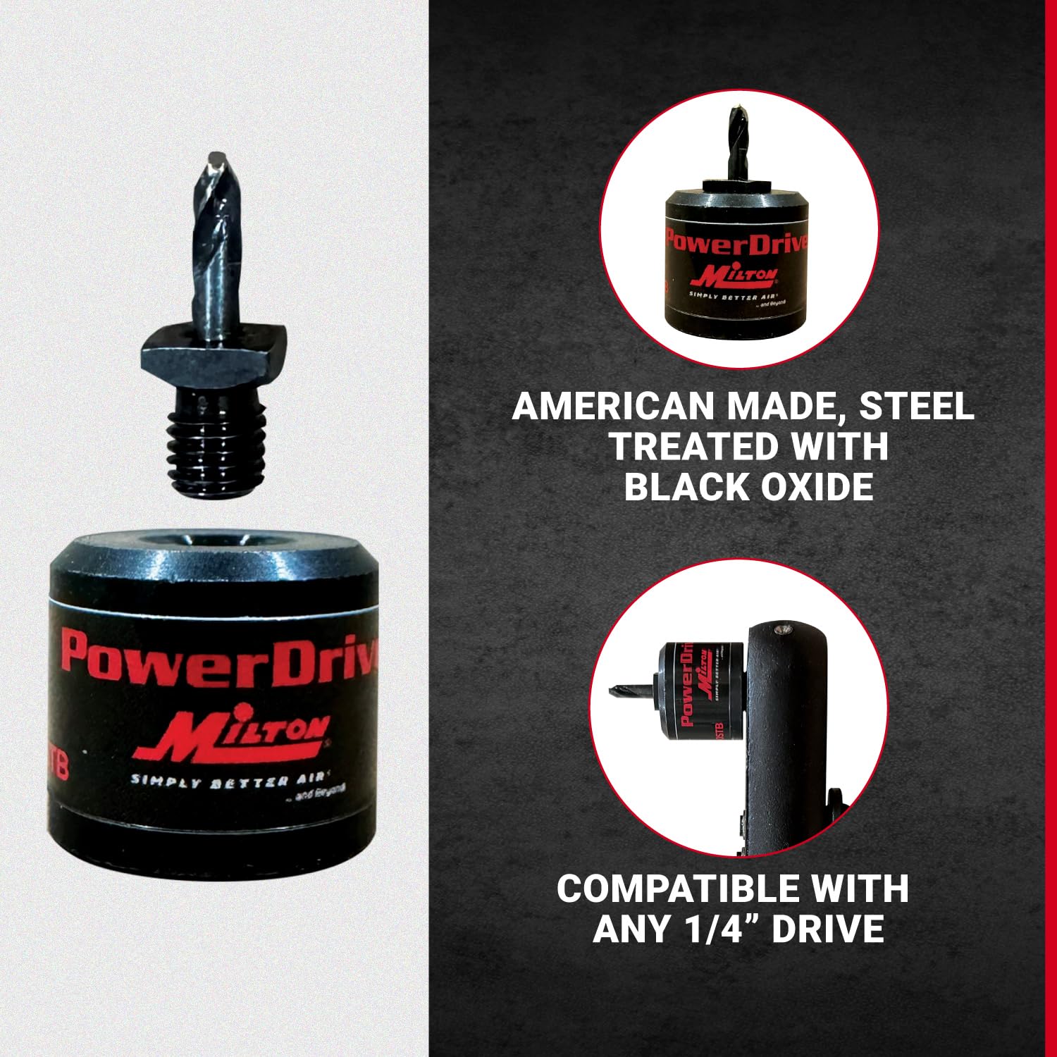 Milton PowerDrive - Adaptador de broca de 1/4 pulgadas con rosca de 1/8 pulgadas, adaptador de trinquete que se transforma en taladro de accionamiento eléctrico