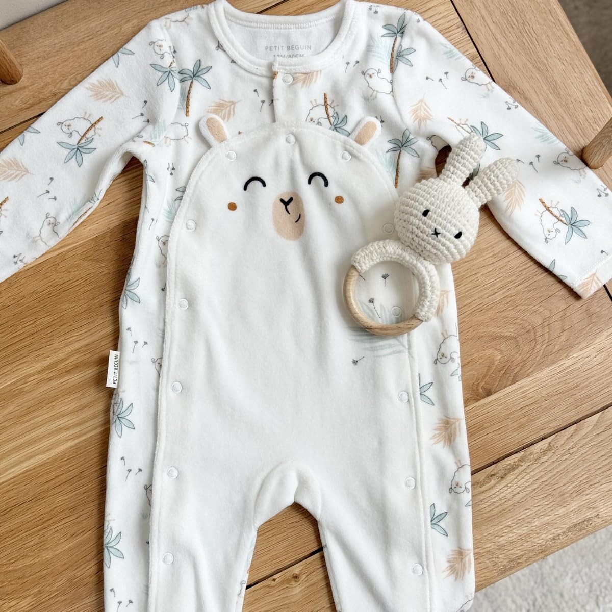 Petit Béguin - Lot de 2 pyjamas bébé en velours Noisette