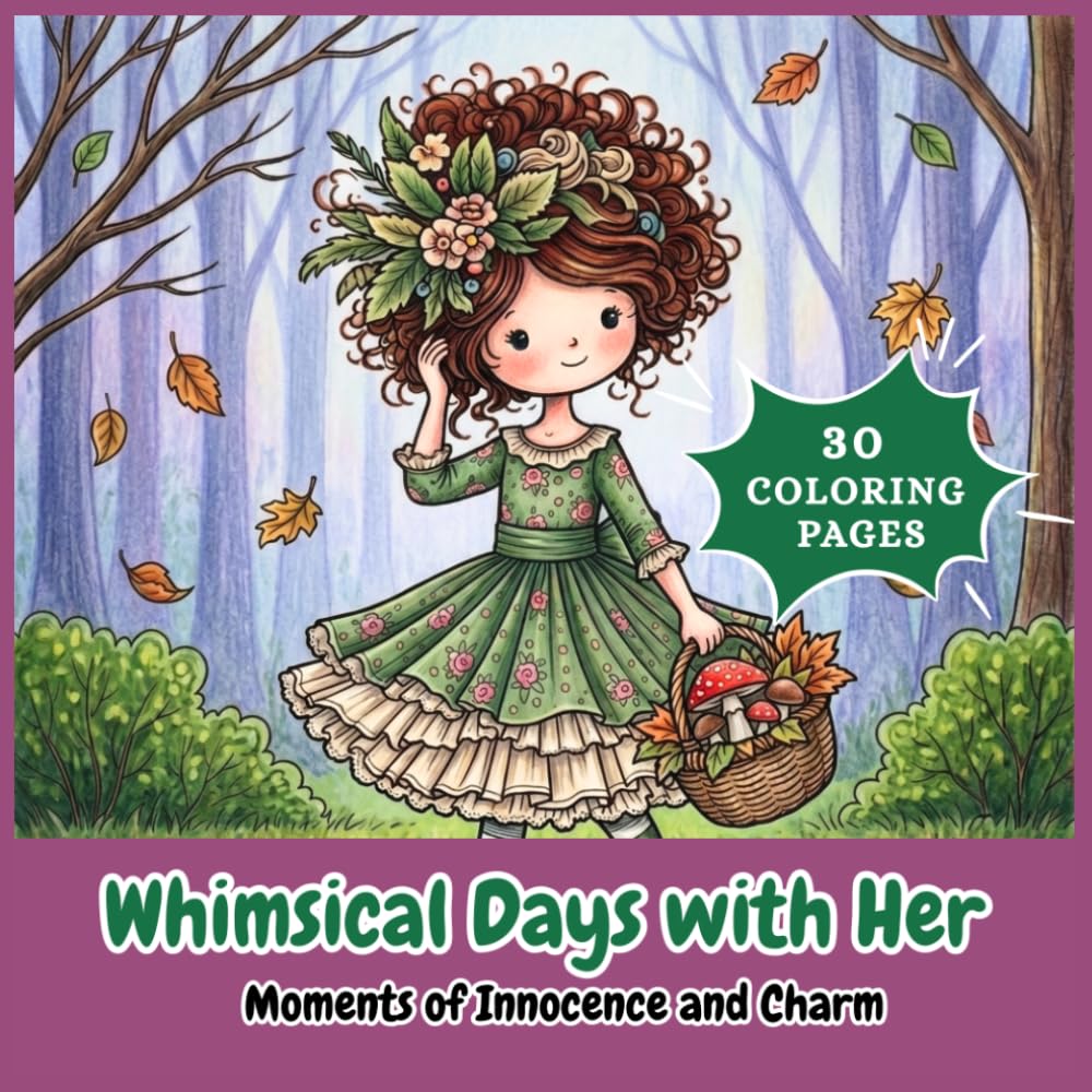 Whimsical Days with Her: Cozy Girl Moments Coloring Book for Adults & Teens with Cute Relaxing Fantasy Scenes: Bold and Easy Cute Girl Coloring Pages ... Moments and Relaxing Designs (Whimsical girl)