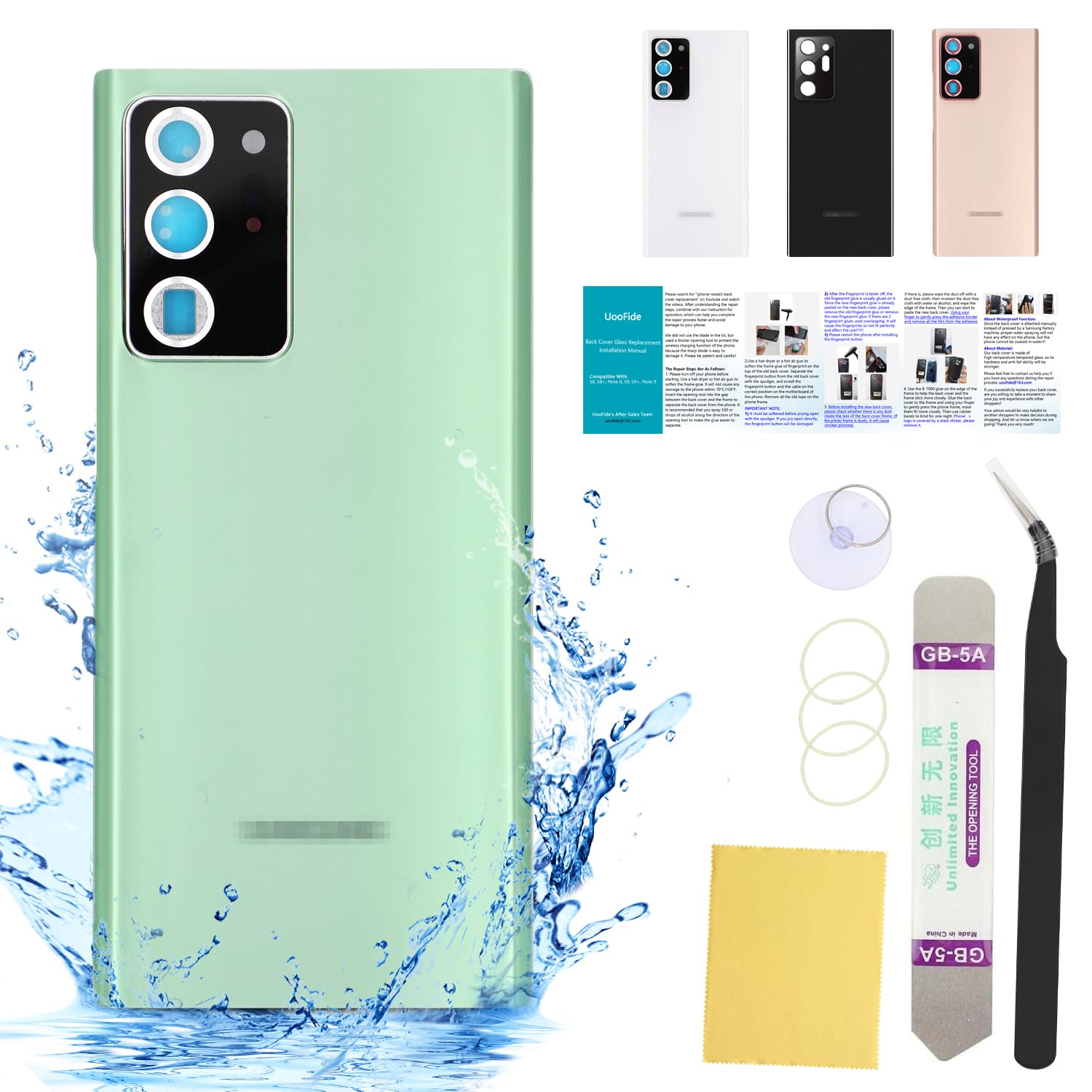 for Samsung Galaxy Note 20 Ultra Back Cover Glass Case Replacement 6.9-Inches SM-N986U All Carriers with Installation Manual + Repair Tool Kit (Mystic Green)