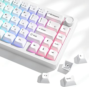 Womier Japanese White Keycaps, Ceramic Style PC Glossy Jelly Keycap | Keyboard Caps, MDA Profile 115-Key Custom Key caps Set for 61/68/84/87/98/100/104-Key MX Switch Key cap
