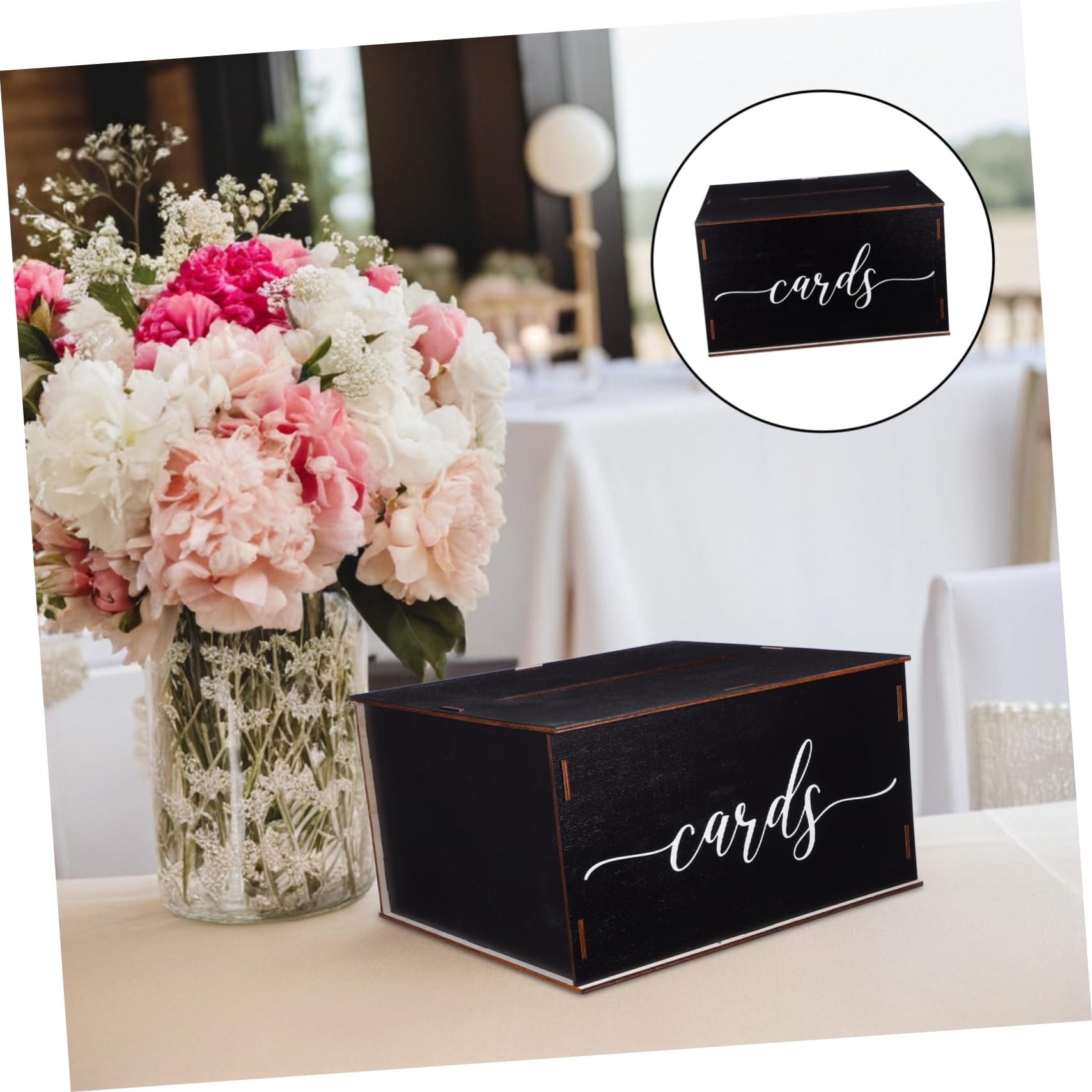 Zerodeko Scatola Carte in Nero per Matrimonio Custodia con per Buste Decorazione e Robusta per Ospiti e Denaro