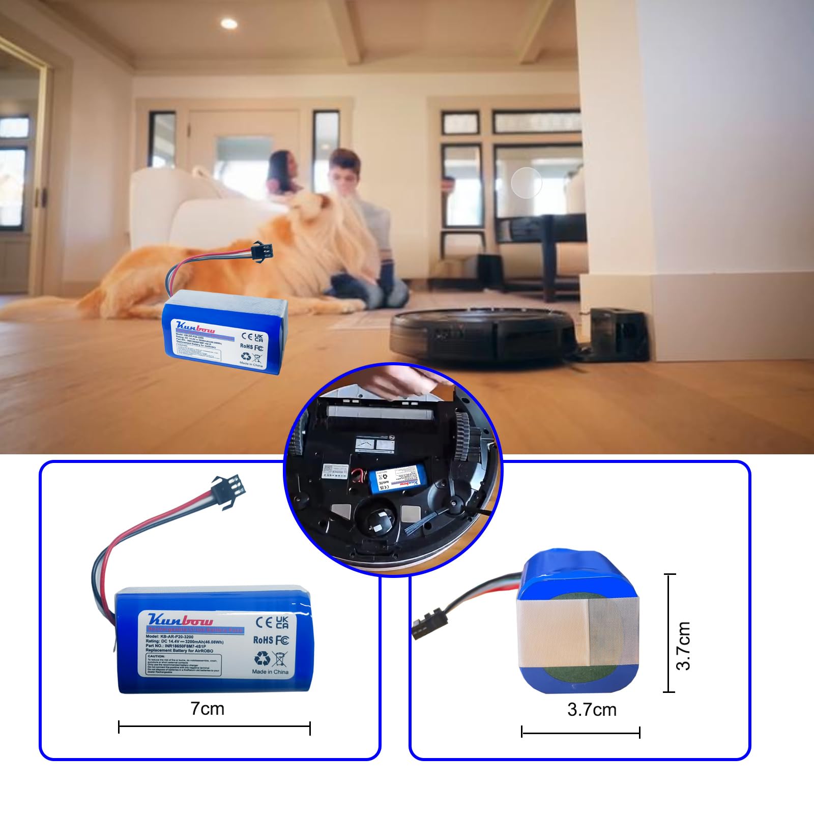 Airrobo N18650CP 4S1P PCM3200 accu (14.4 V, 2600 mAh, huismerk
