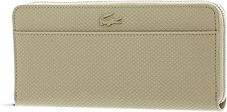 لاكوست محفظة كبيرة من جلد بيكيه بسوستة شانتاكو لون بيج للنساء