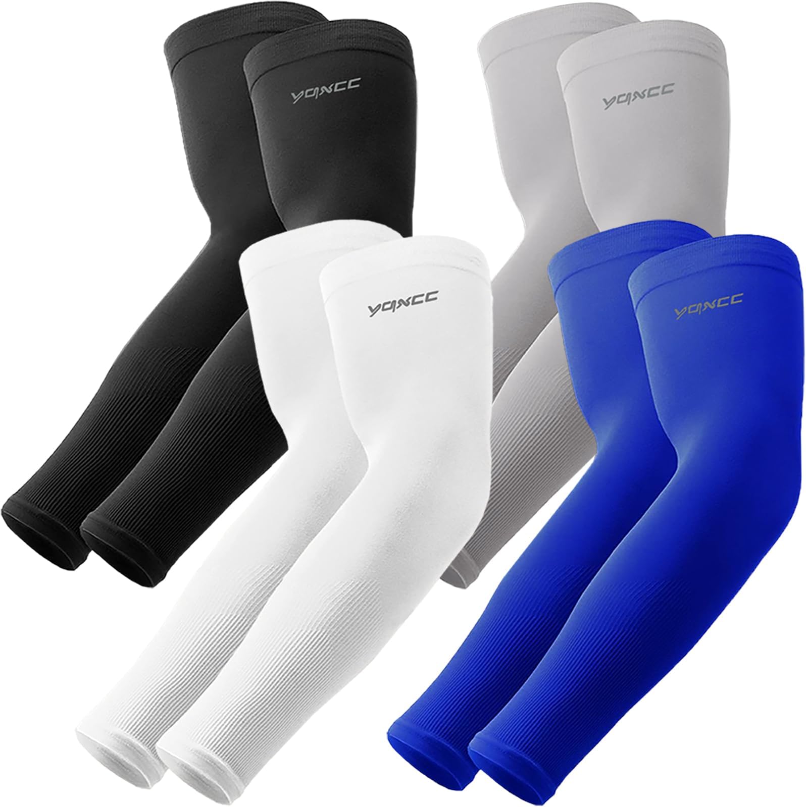 4 Pairs Arm Sleeves | Cooling UV Sun Protection | Sports Compression | for Men Women | for Golf Basketball Football
