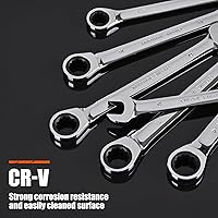 Vista 4 de Egofine Llave combinada métrica de trinquete de 0.315 in, llave de engranajes de grado industrial con diseño de 12 puntos, trinquete de 72 dientes