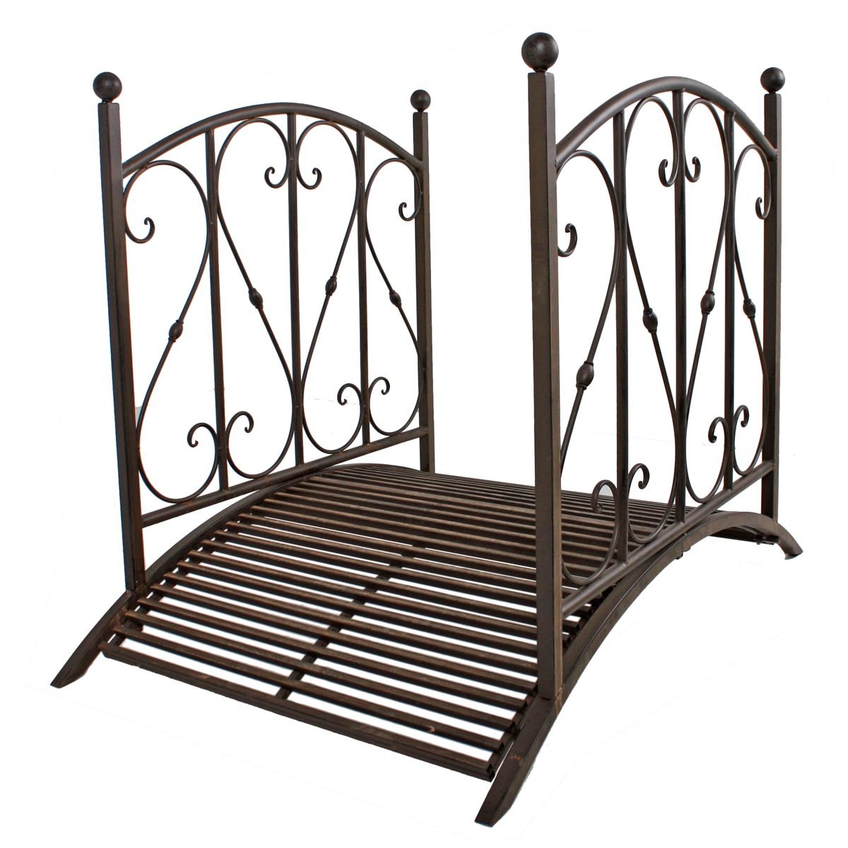 Gartenbrücke aus Metall mit Geländer