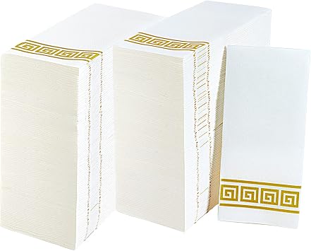 LITOPAK 200 Pack مناشف اليد الورقية للحمام، مناشف الضيوف يمكن التخلص منها، والمناديل الورقية التي يمكن التخلص منها للحمام والمطبخ وحفل الزفاف والحفلات والعشاءGold