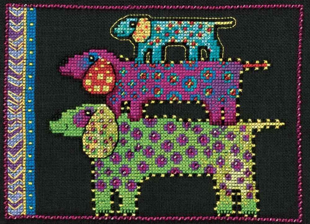 Laurel Burch Dog Pyramid Beaded Counted Cross Stitch Kit (Aida) Mill Hill 2016 Dogs Collection LB301625