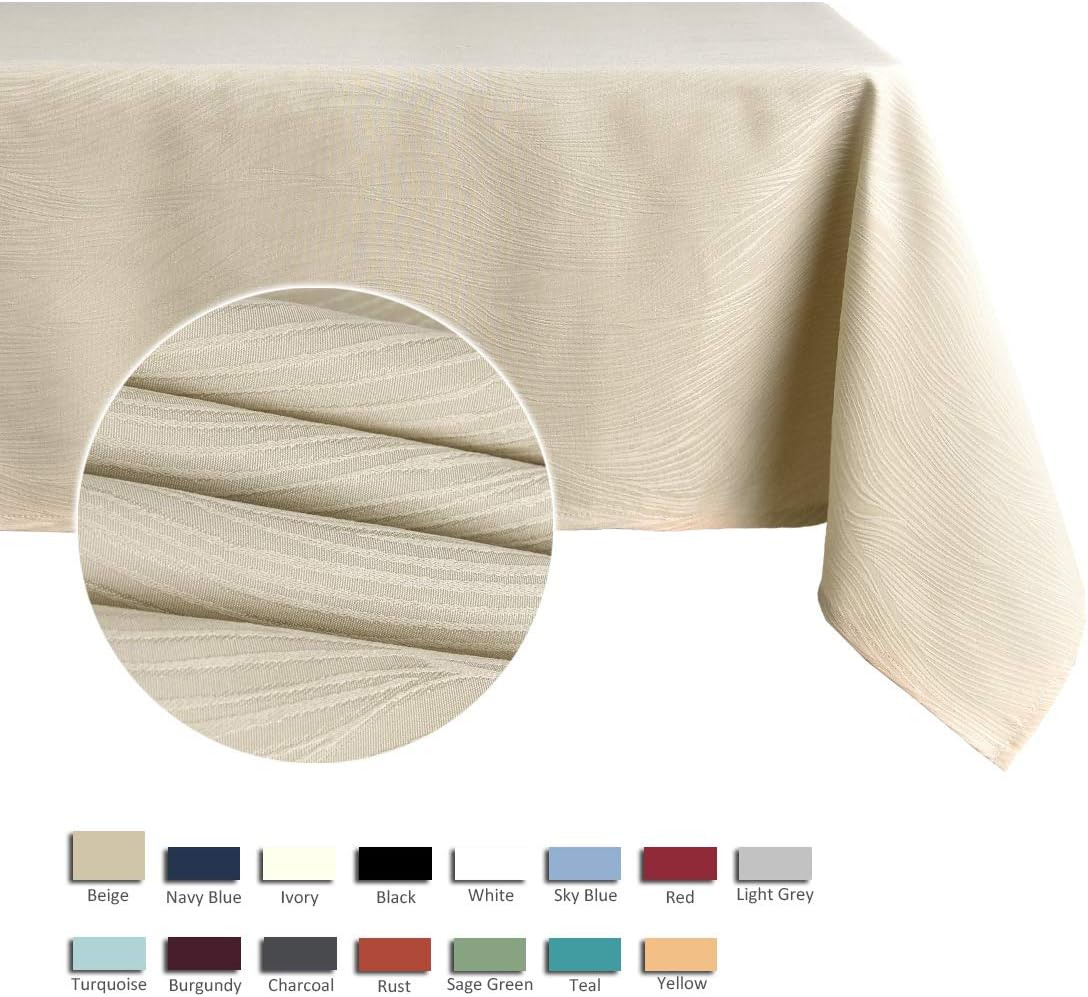 Exclusive Discount 90% Price maxmill Jacquard Tablecloth Swirl Design Water Resistance Antiwrinkle Oil Proof Heavy Weight Soft Table Cloth for Buffet Banquet Parties Event Holiday Dinner Rectangle 60 x 84 Inch Beige