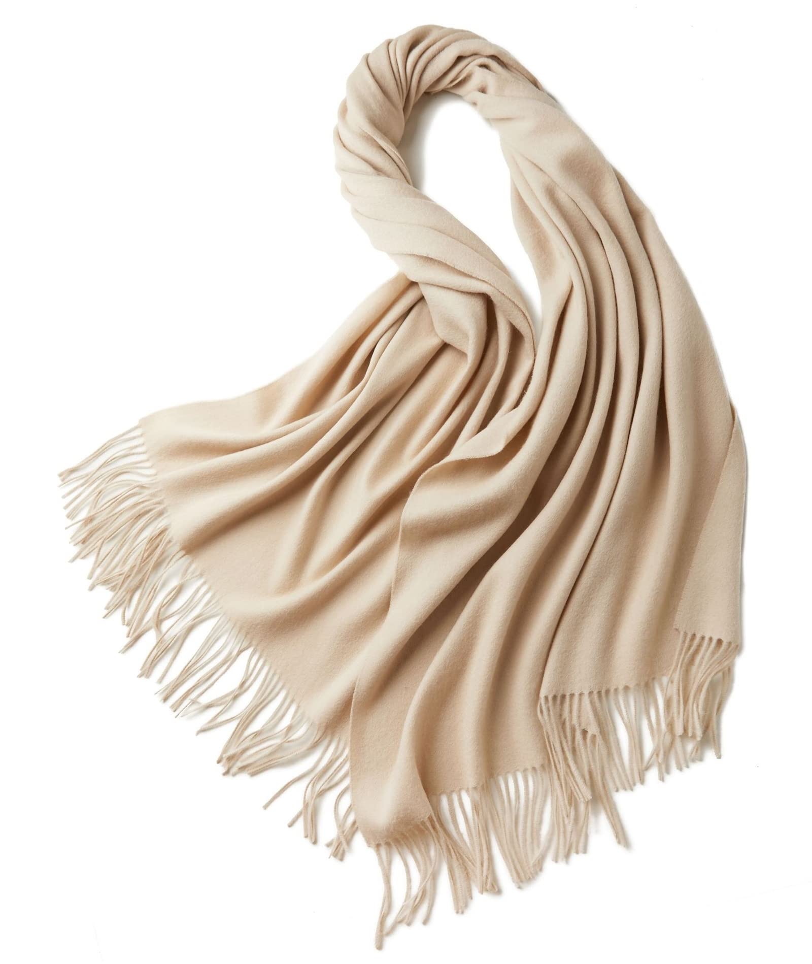 Écharpe Cachemire Femme, Écharpe Hiver Femme Bronzage Léger Pompon de Couleur Unie Regalo di Sciarpa Caldo