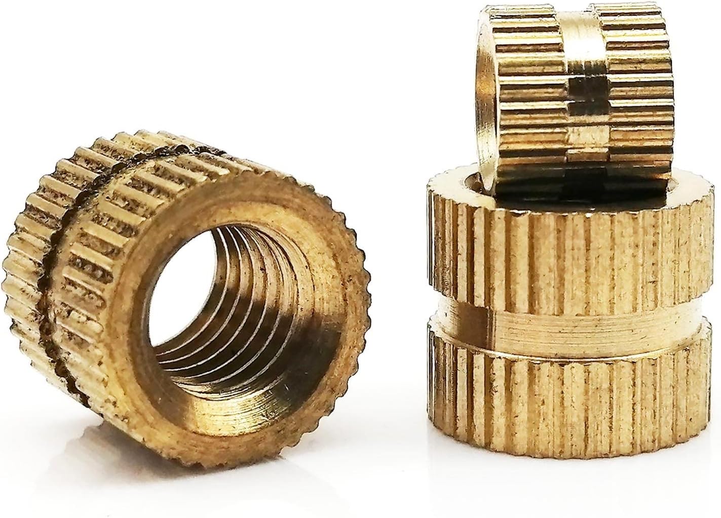 5/10/25/50pc M1.6 M2 M2.5 M3 M4 M5 M6 M8 M10 Solid Brass 3D Printer Hot Melt Injection Molding Knurl Embedded Nutsert Insert Nut-25pcs M3(OD 6mm),20mm long