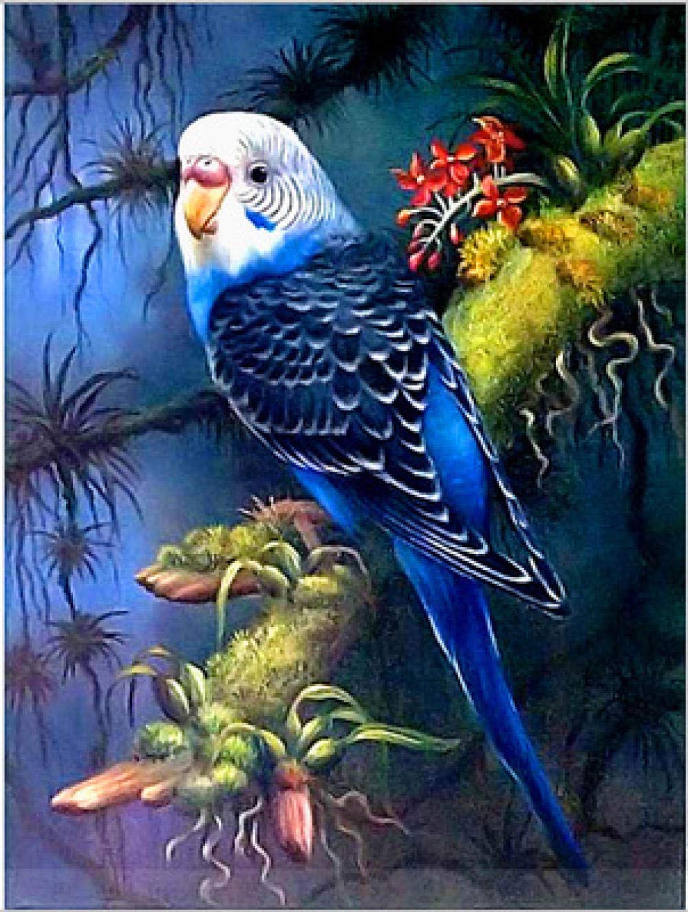 Peinture diamant 5D perroquet bleu broderie diamant complet strass résine 50x60cm