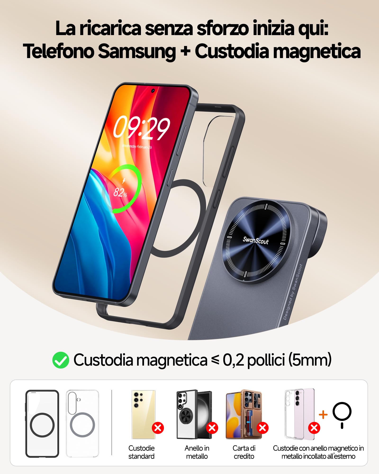 Magnetico Caricatore Wireless per Samsung Z Fold 8/Flip 8/S26/Watch 8 Serie | Stazione di Ricarica 3 in 1 con Orologio, Ricarica Magnetica, Design Pieghevole e Portatile, Solo per Samsung Galaxy Watch