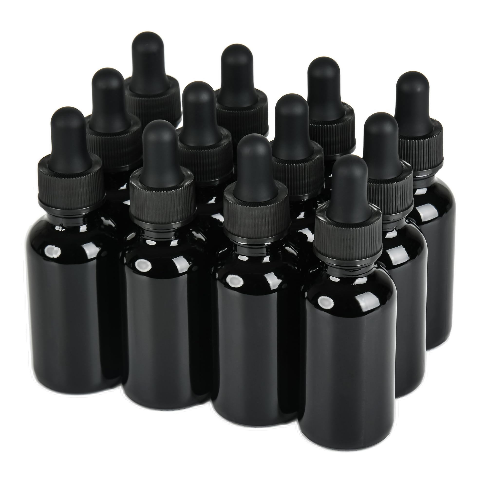 NOOEEISS 12 Pcs, 1oz Black Glass Eye Dropper Bottle, Tincture Bottles with Leak-Proof Design, Stronger Suction, for All Kinds of Mixed Liquids