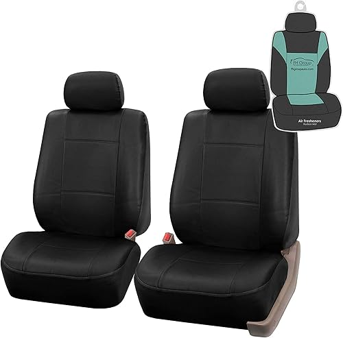 FH GROUP - Juego completo de fundas FH-PU008114 de piel sintética perforada para asientos de auto (listas para bolsas de aire y división) - Se Negro