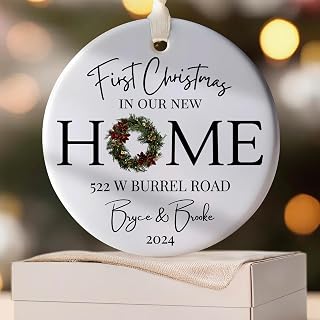 2025 Personalized First Christmas in Our New Home Address Ornament, Custom House Address Ornament, Gift for Family, New Home Present, Realtor Client Gift (Design B)