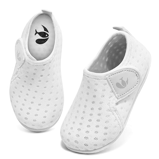 FEETCITY Quick Dry Water Sport Shoes Beach Aqua Surf Sports Socks Barefoot for Baby Boys Girls White 2-2.5 Years Toddler