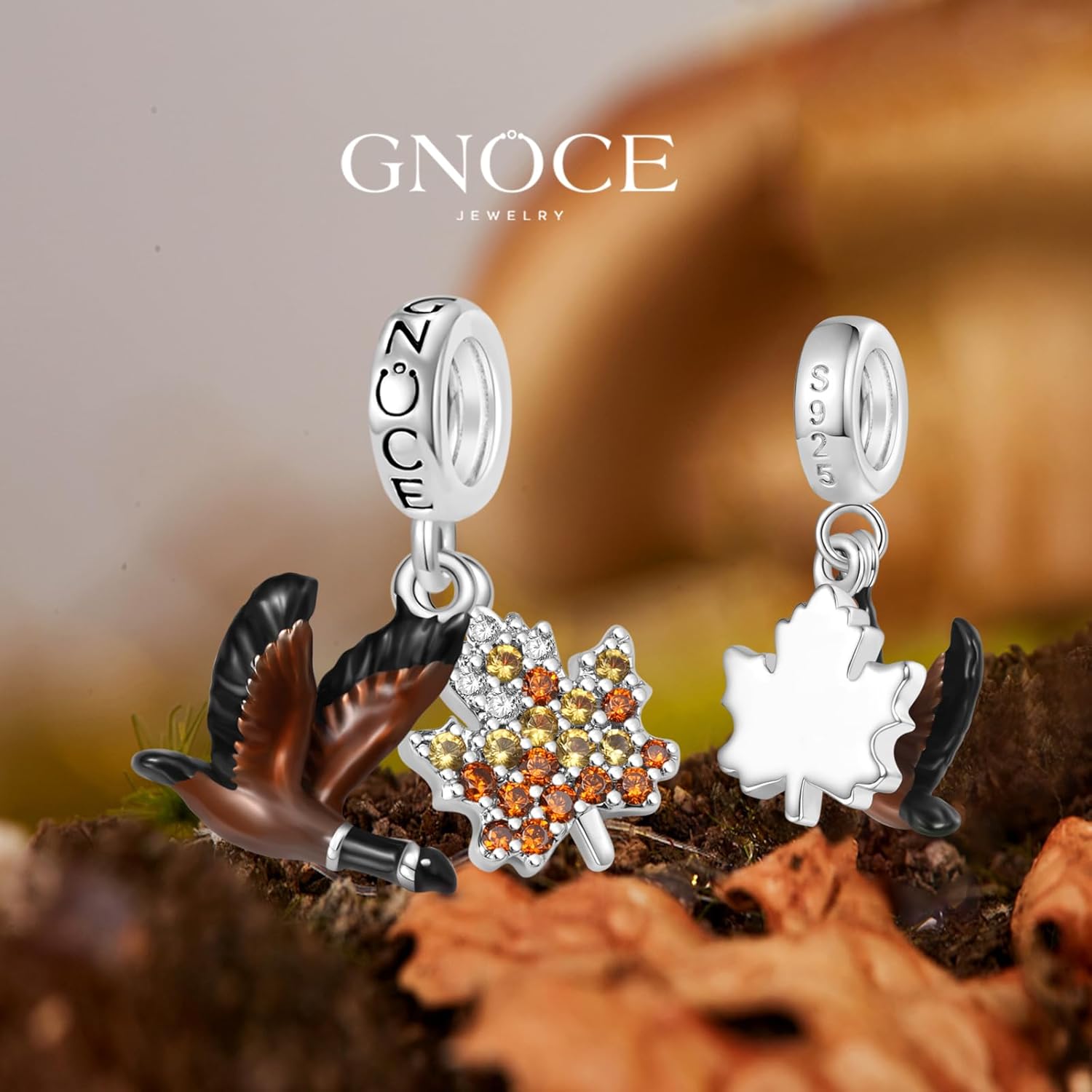 GNOCE Anmial Charm Bracelet for Her, S925 Sterling Silver Bead Charm Fit Bracelet/Necklace for Women Girls Wife Daughter/Jewelry Gift