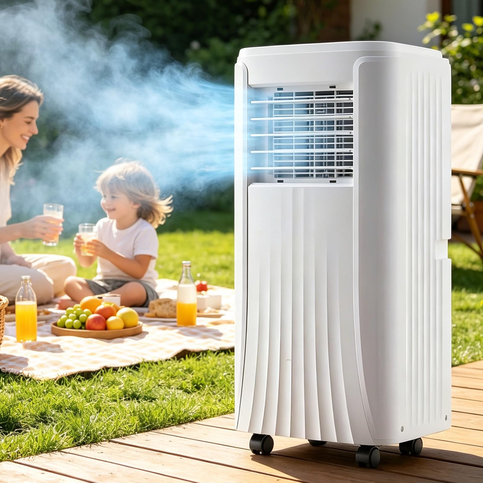 AityBuy 12000 BTU Portable Air Conditioner, Low Noise Sleep Mode Portable Cooling Unit with Vertical & Horizontal Airflow Adjustment,Quiet Mobile Air Conditioning 9000BTU
