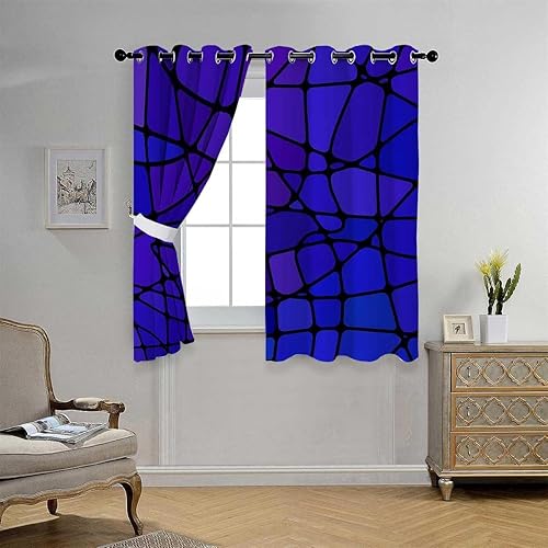Miniatura 2 de Cafe Curtains Purple Mosaic Decor Art Door Curtains for Doorways Cortinas para Ventanas De Cuarto 55Inch Width by 45Inch Length,2 Panels