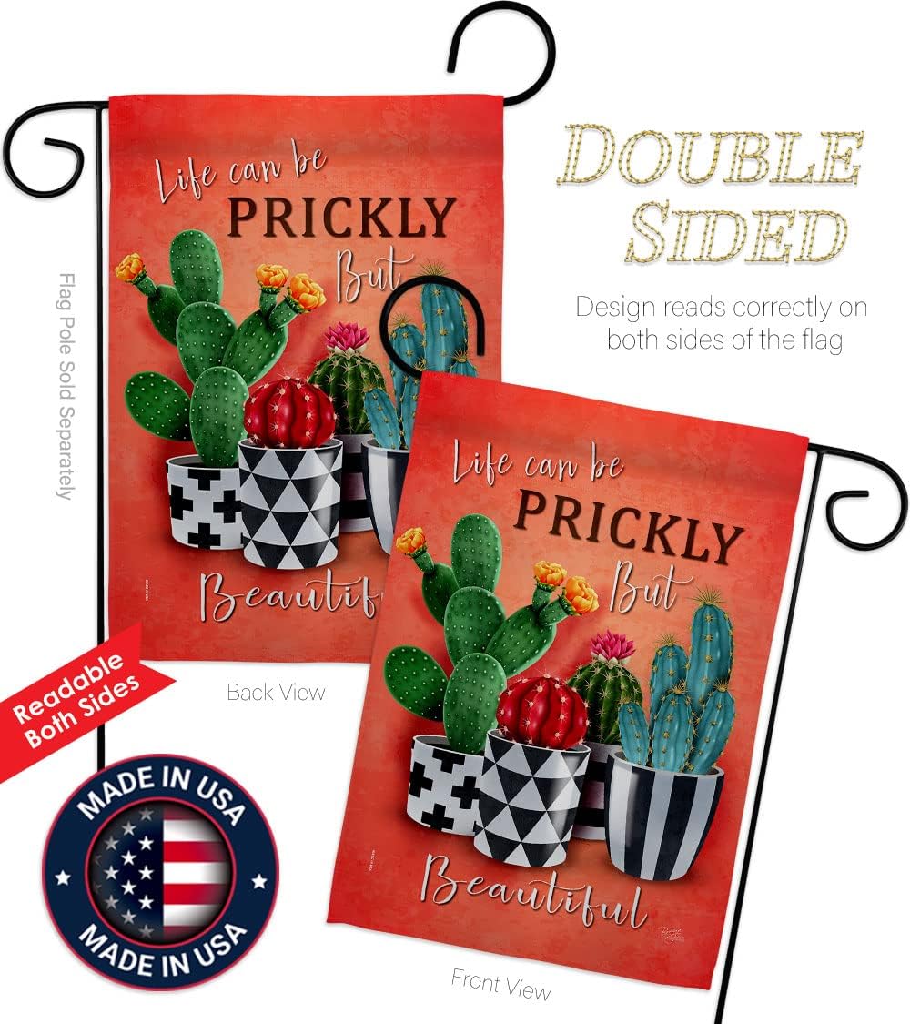 Breeze Decor Prickly But Beautiful Garden Flag Regional Southwest Desert Cactus Country Succulent Particular Area House Decoration Banner Small Yard Gift Double-Sided, Made in USA