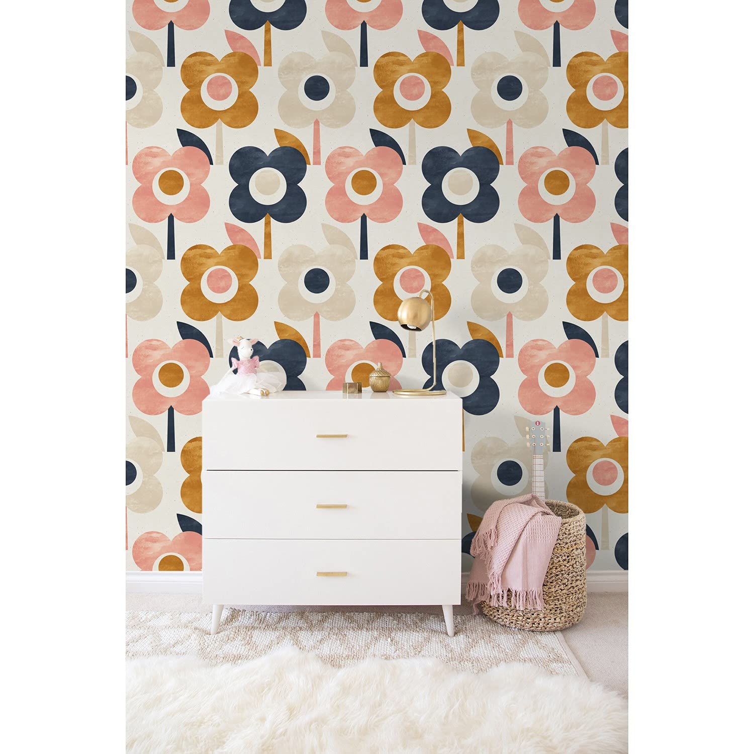 Papier peint latex premium fleurs scandinaves 290x290cm décoration muraux