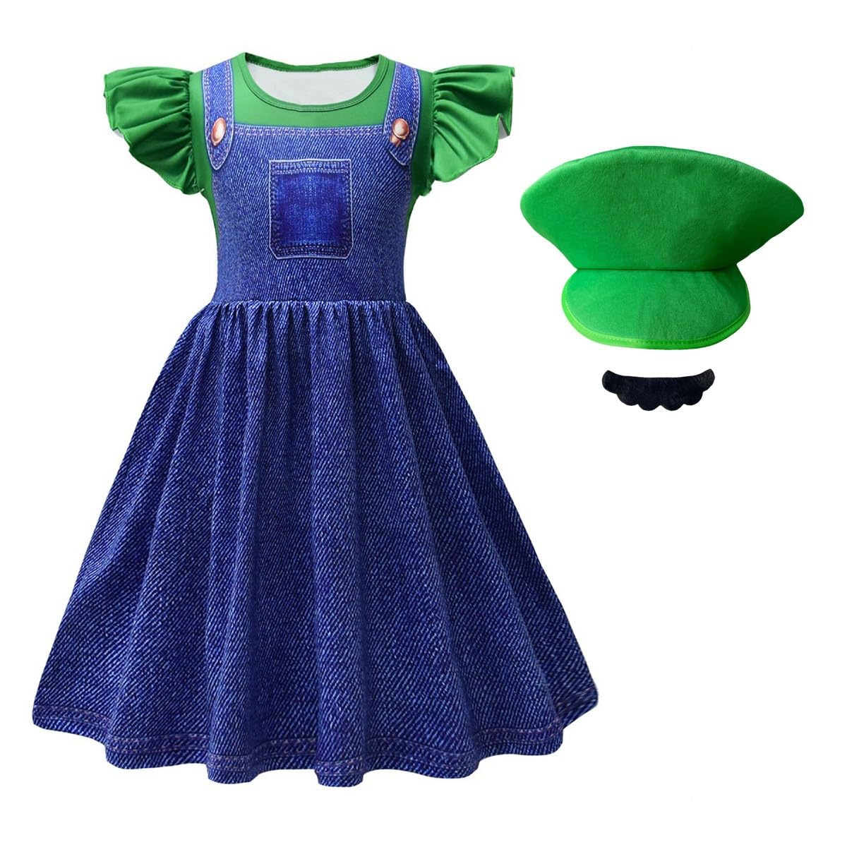 LaughZuaia Prinzessin Pfirsich Kostüm Für Kleine Mädchen – Puffärmel, Krone & Handschuhe – Super Bros Cosplay – Größen Für 4-10 Jahre
