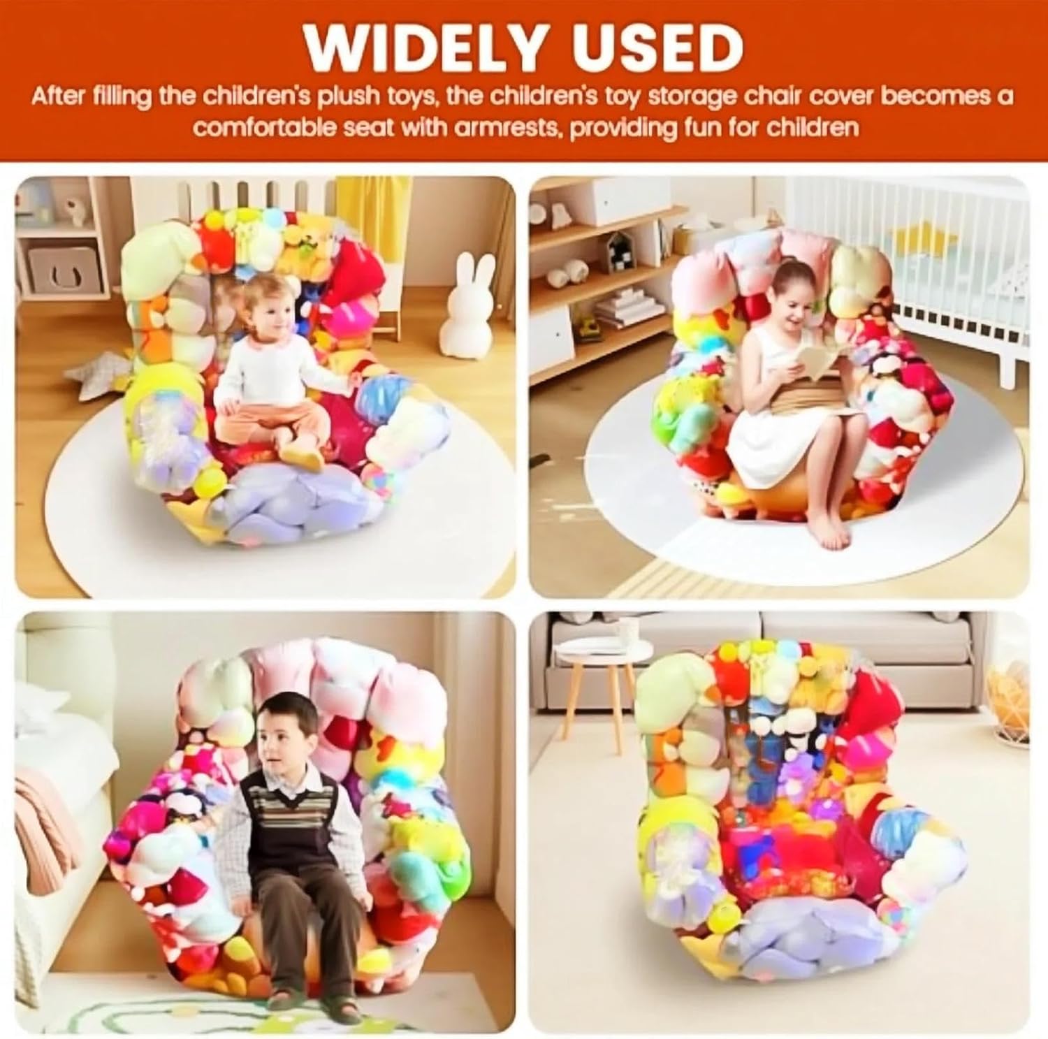クリア ぬいぐるみ 収納 チェア | 2-in-1 ビーズクッション おもちゃ収納 シート - 防水 ぬいぐるみ ビーズクッション