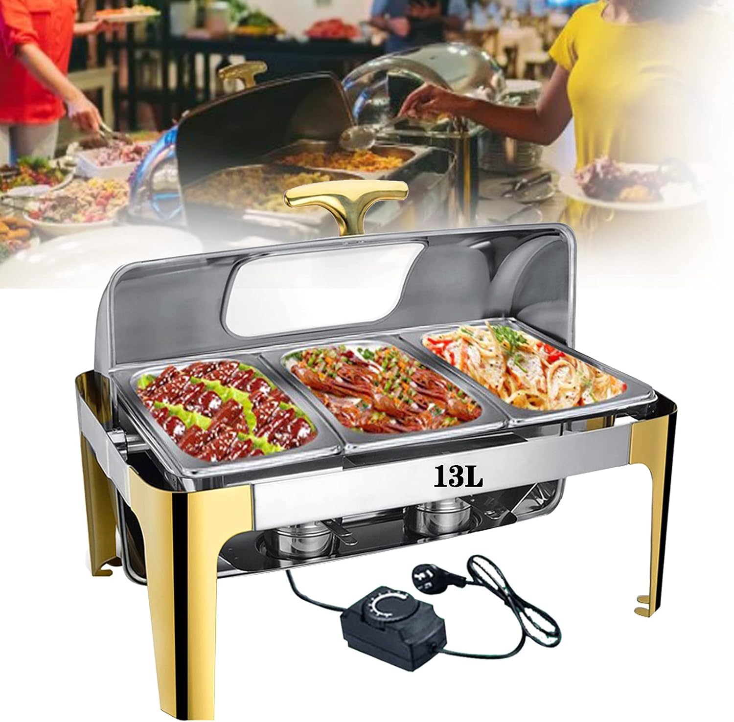 9L/13L Food Warmers for Parties Buffet, 400W Chafing Dishes Electric