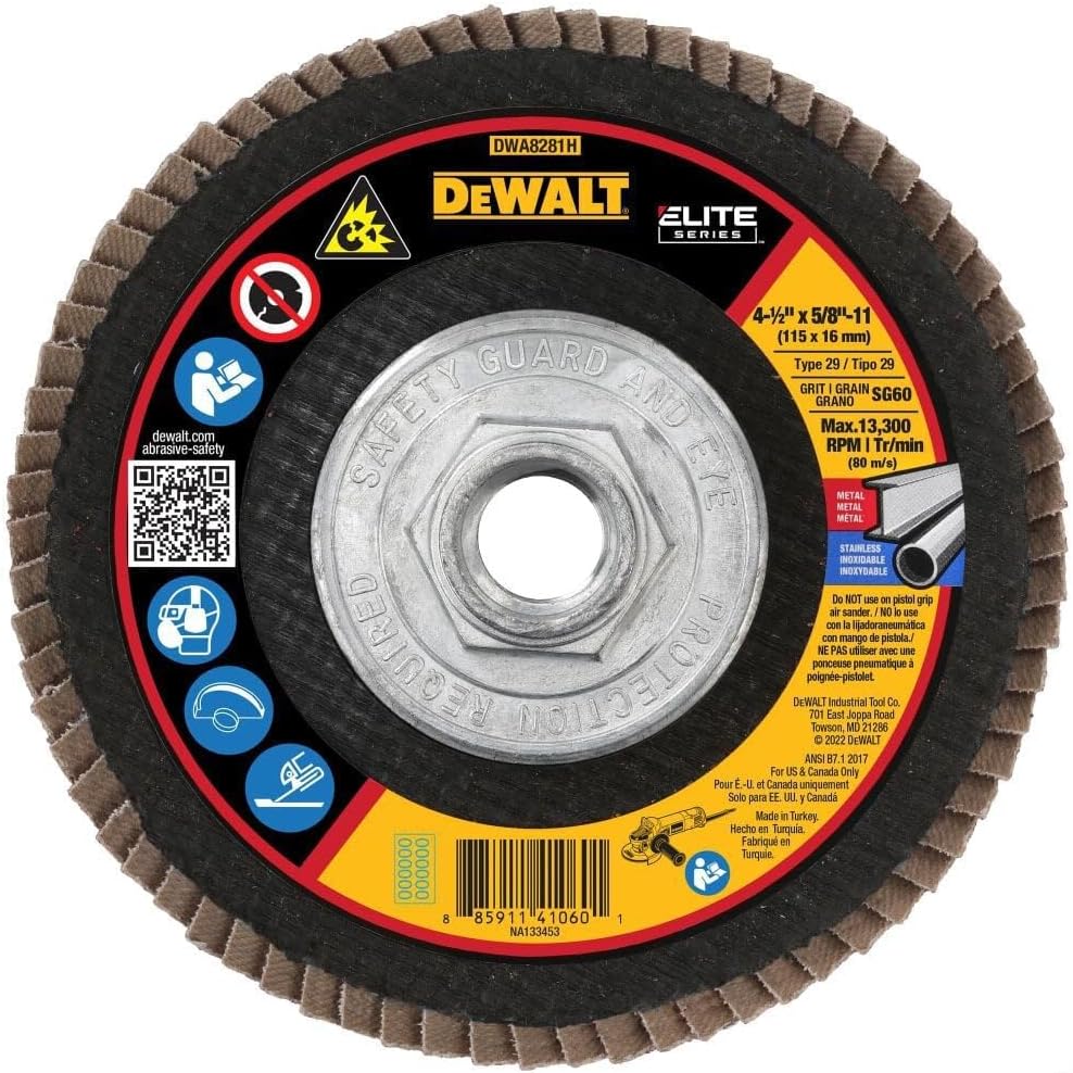 DEWALT DWA8281H 60G T29 XP Ceramic Flap Disc, 4-1/2" x 5/8"