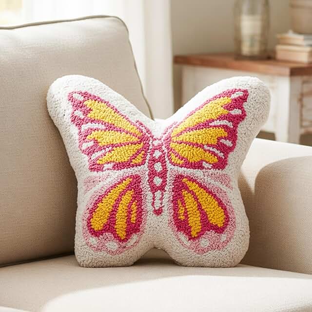 Butterfly Pillow Embroidered Throw Pillows Gifts for Woman Mother Adults...